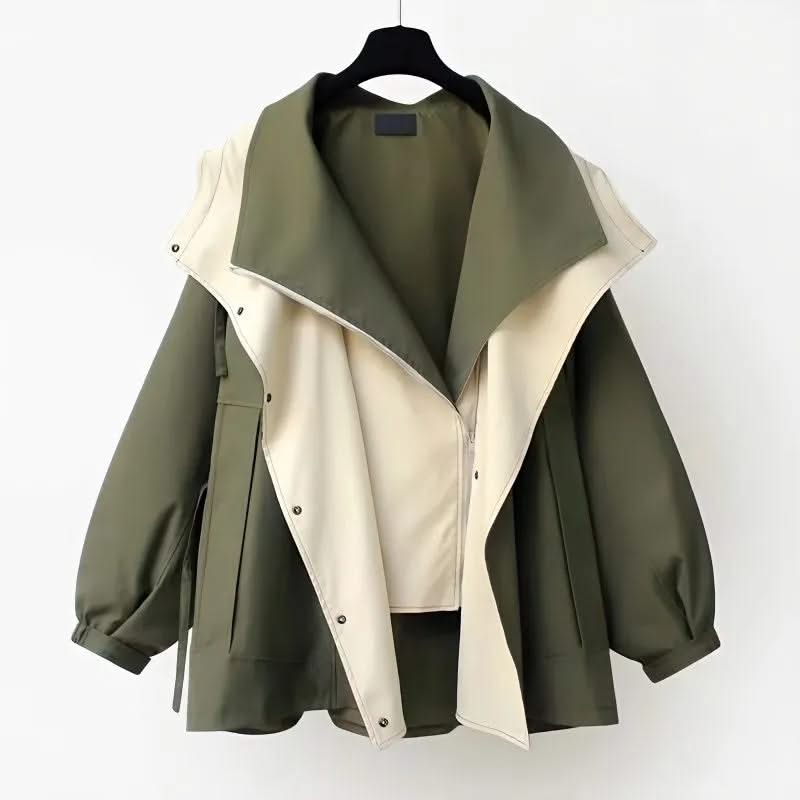Two-Tone Short Hooded Jacket