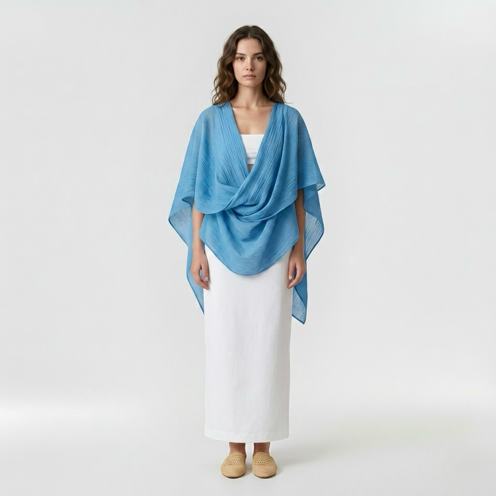 Pleated Poncho Layering Top