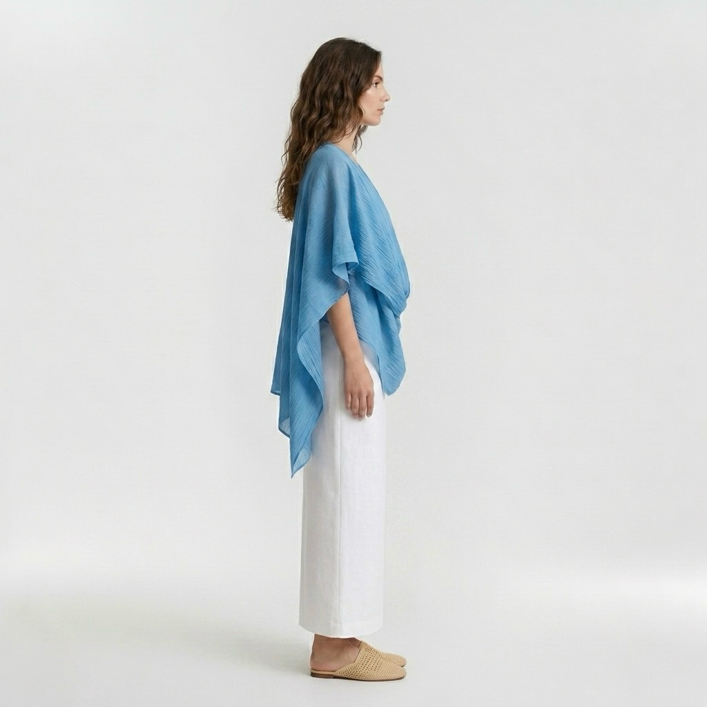 Pleated Poncho Layering Top