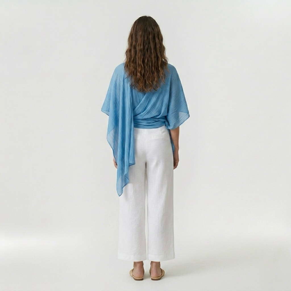 Pleated Poncho Layering Top