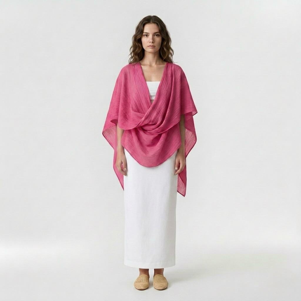Pleated Poncho Layering Top