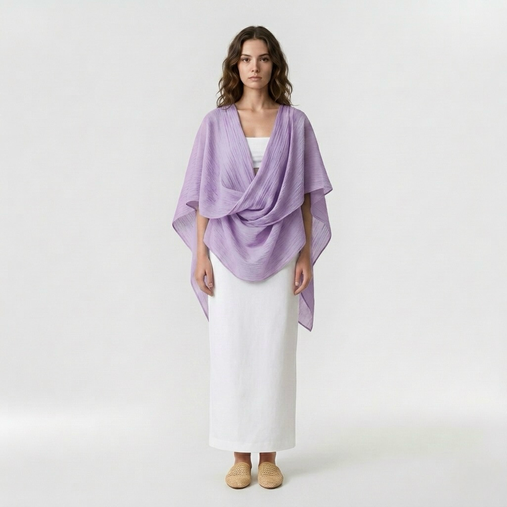 Pleated Poncho Layering Top