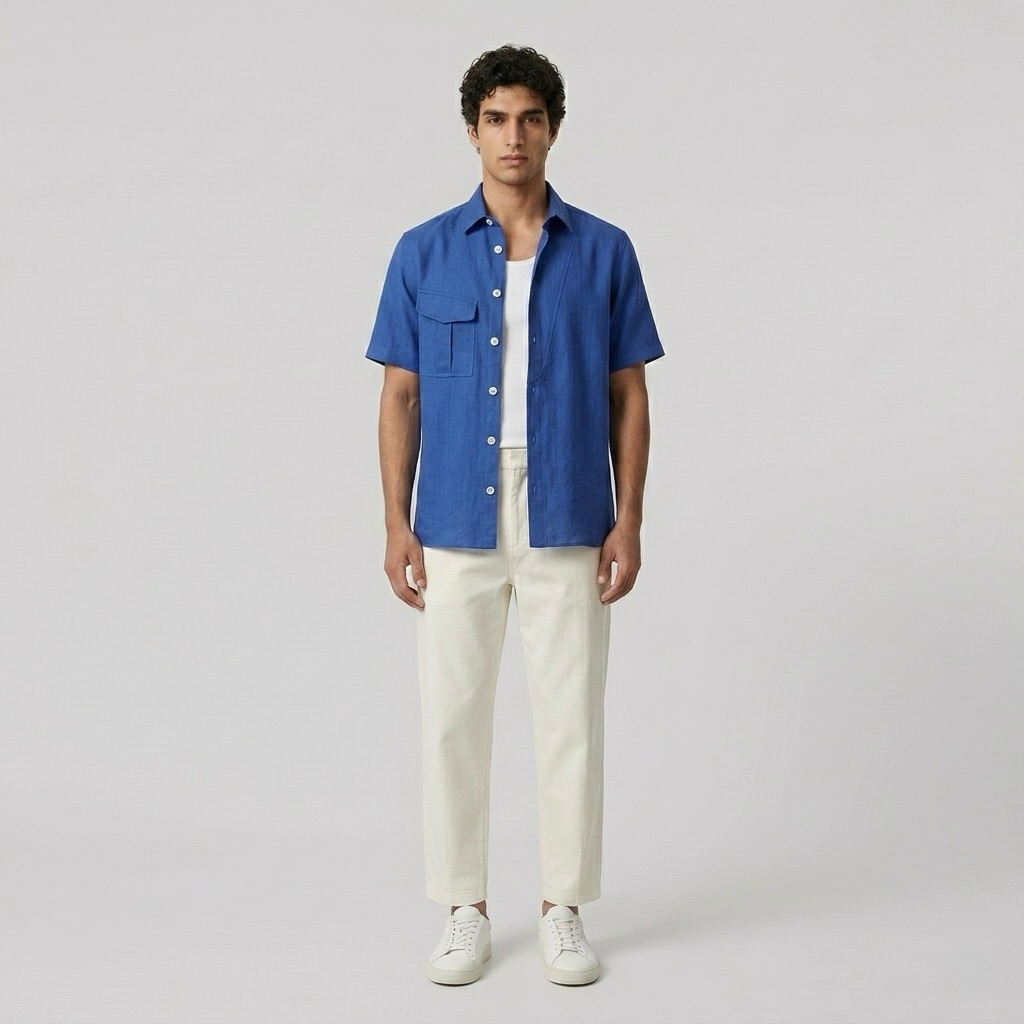 Short-Sleeve Linen-Blend Shirt