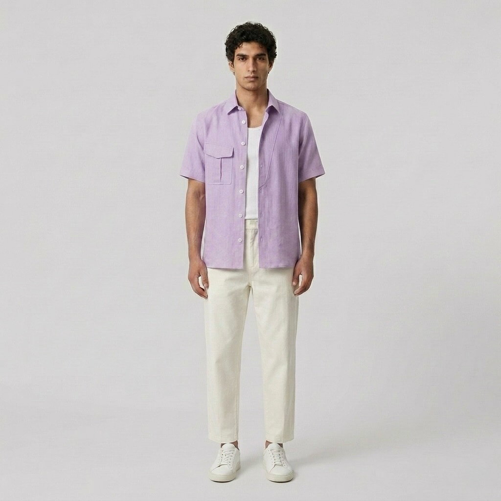 Short-Sleeve Linen-Blend Shirt