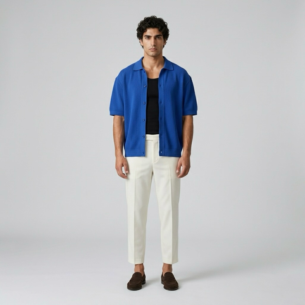 Textured Weave Camp Shirt