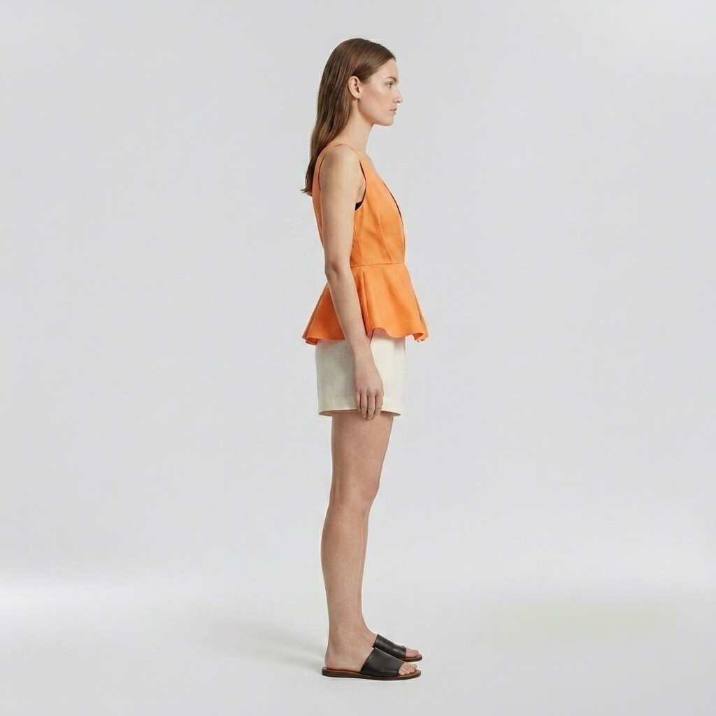 Structured Plunge Peplum Top