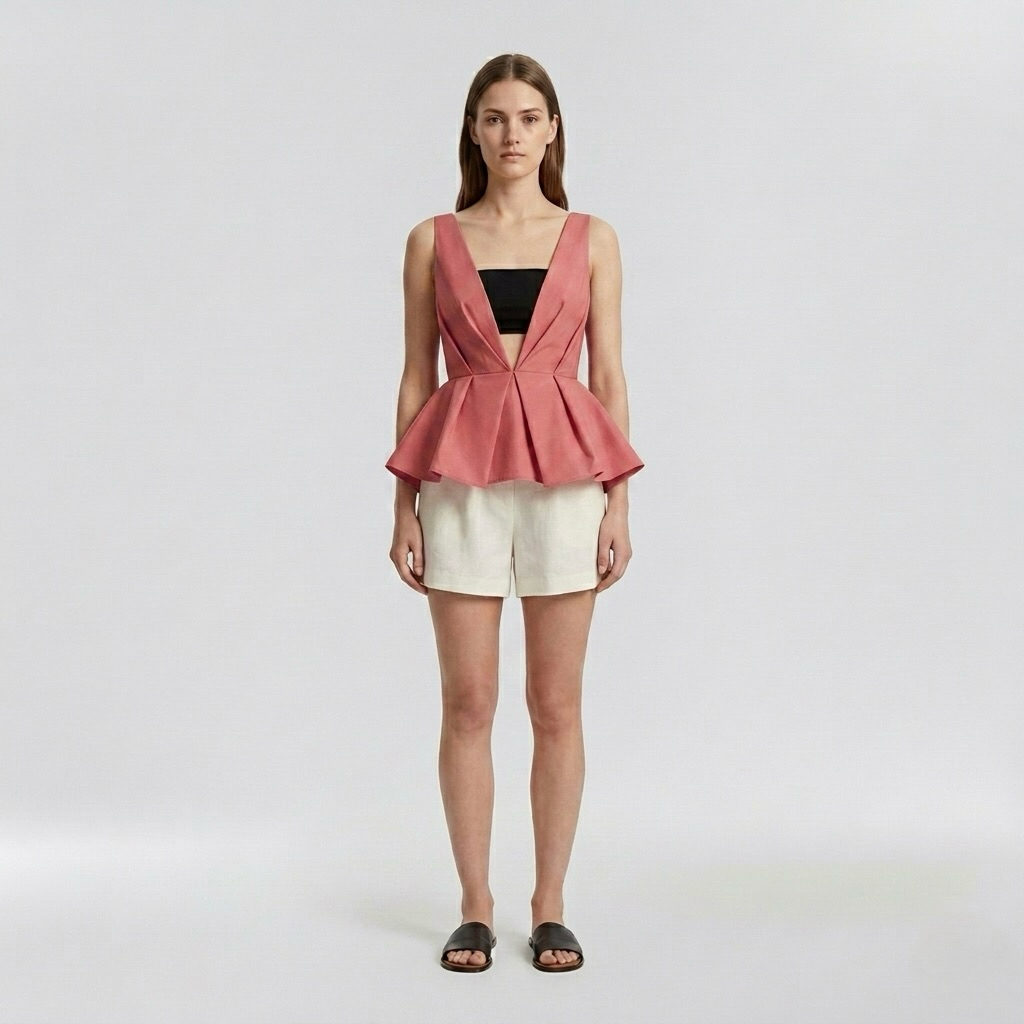 Structured Plunge Peplum Top