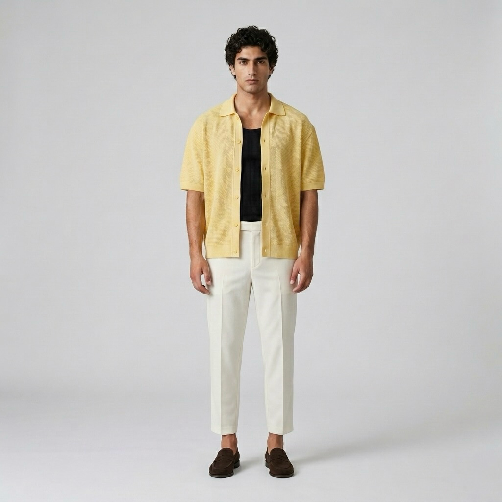Textured Weave Camp Shirt