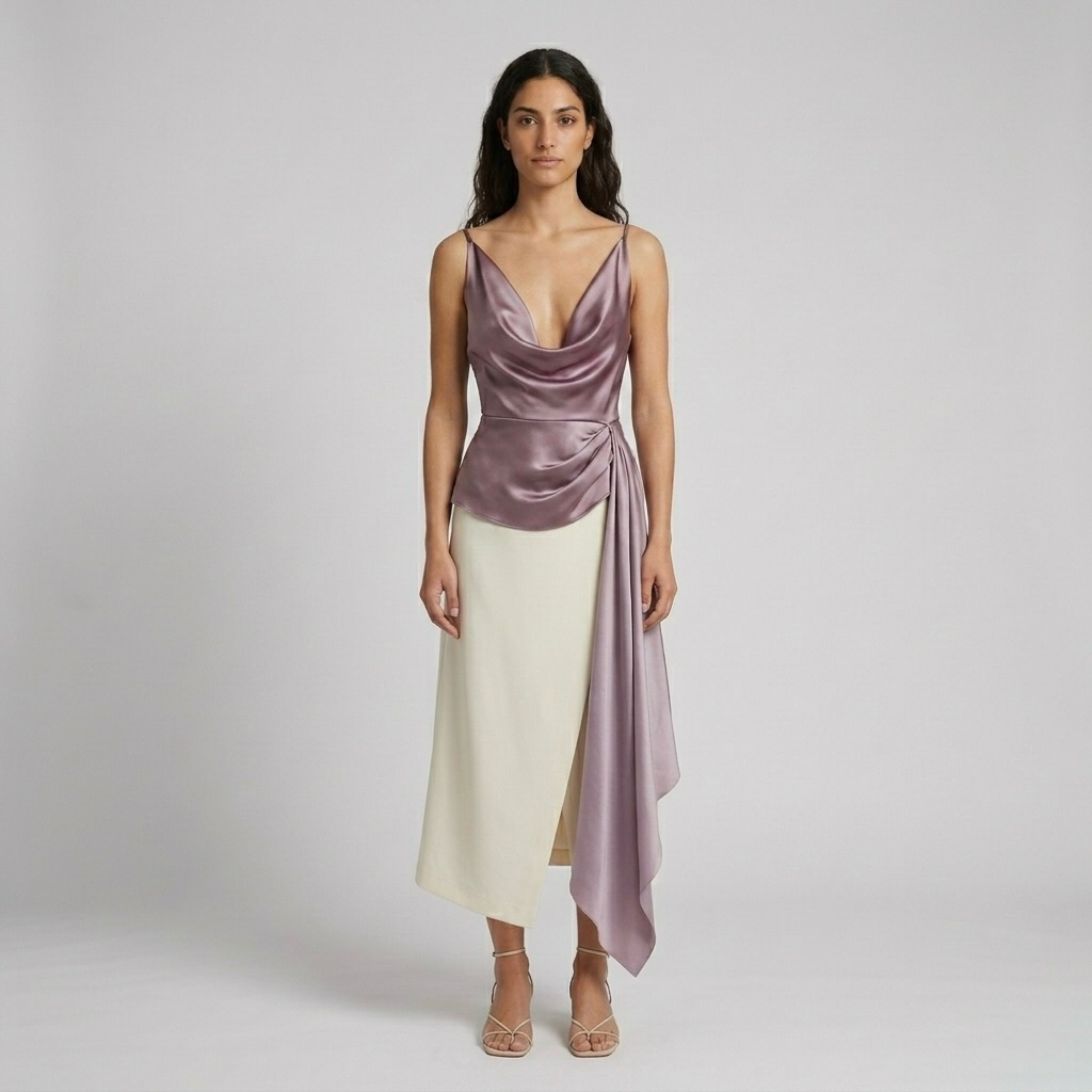 Fluid Satin Cowl Top