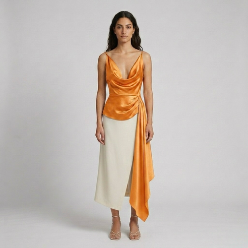 Fluid Satin Cowl Top