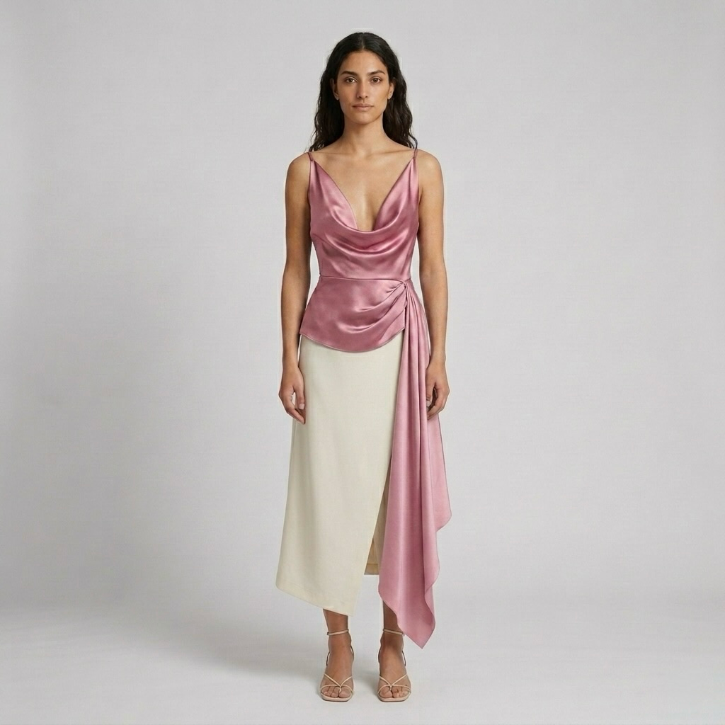 Fluid Satin Cowl Top
