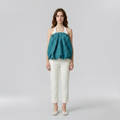 Sculpted Bubble-Hem Halter Top