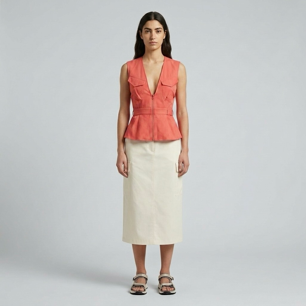 Peplum Zip Utility Vest