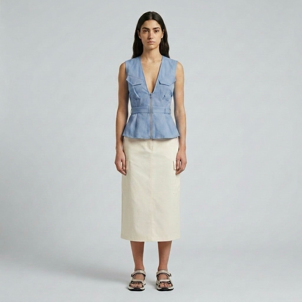 Peplum Zip Utility Vest