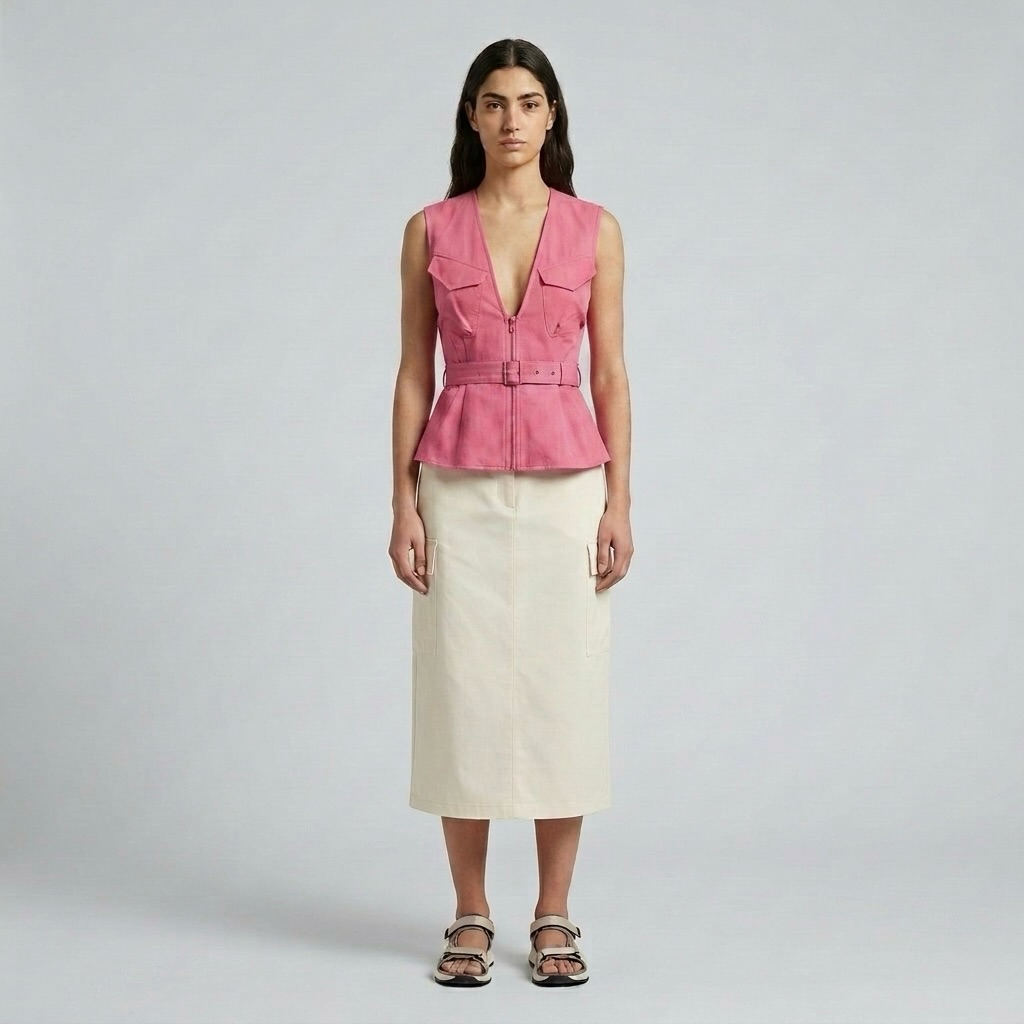 Peplum Zip Utility Vest