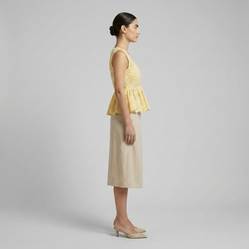 Cutwork Eyelet Peplum Blouse