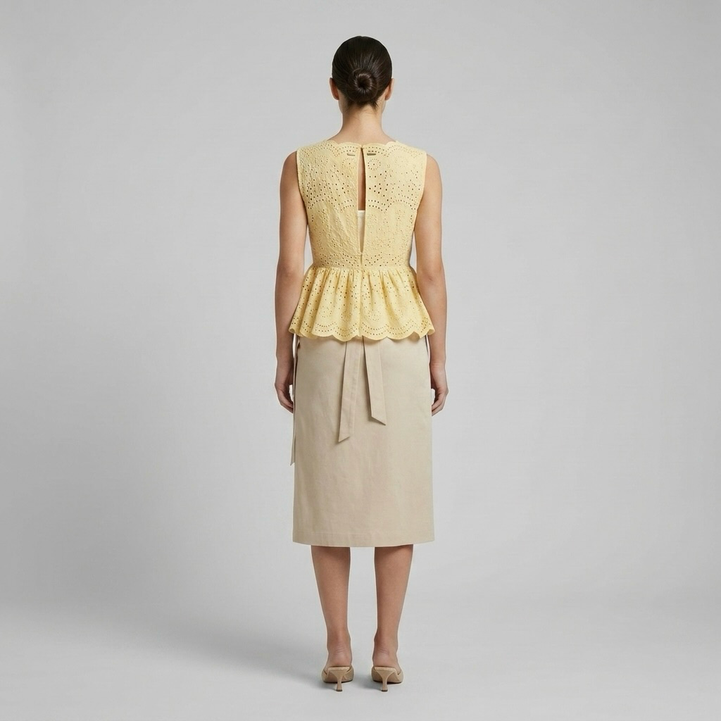 Cutwork Eyelet Peplum Blouse
