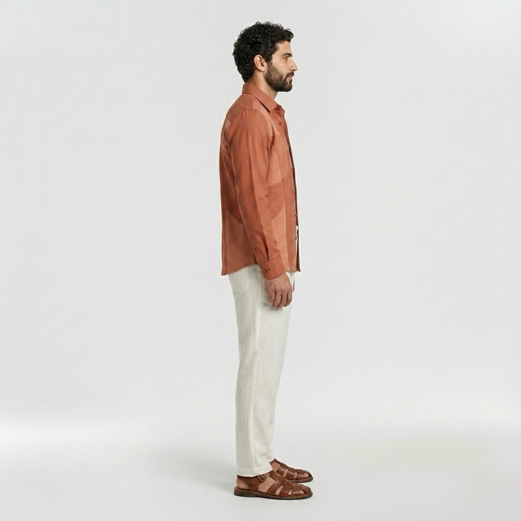 Tonal-Panel Casual Shirt