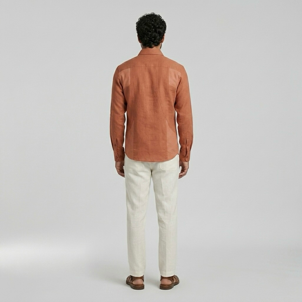 Tonal-Panel Casual Shirt