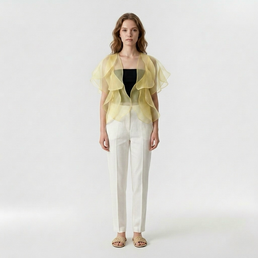 Cascading Organza Ruffle Top