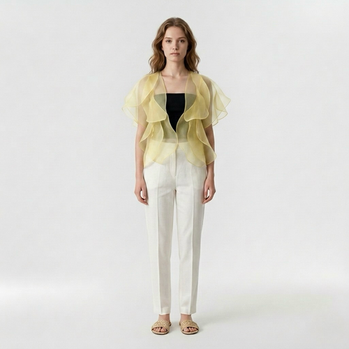 Cascading Organza Ruffle Top