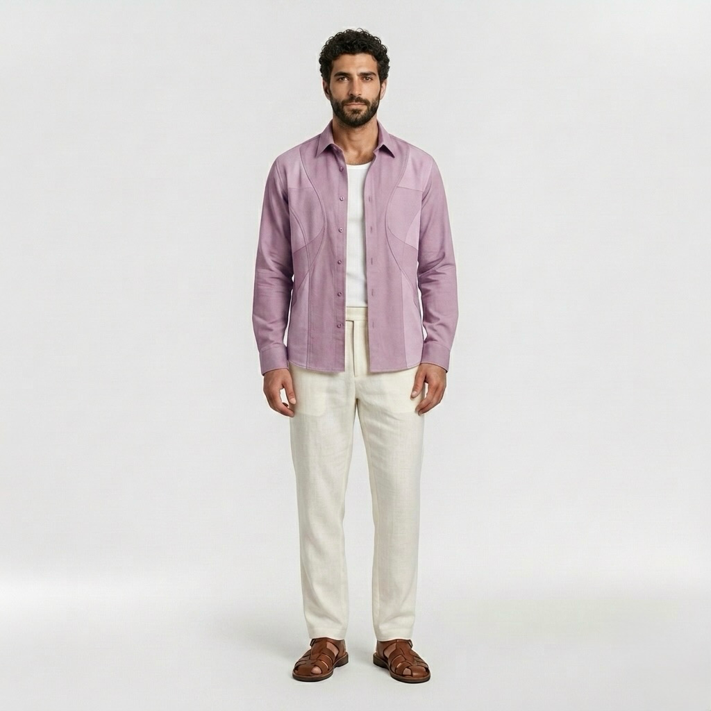 Tonal-Panel Casual Shirt