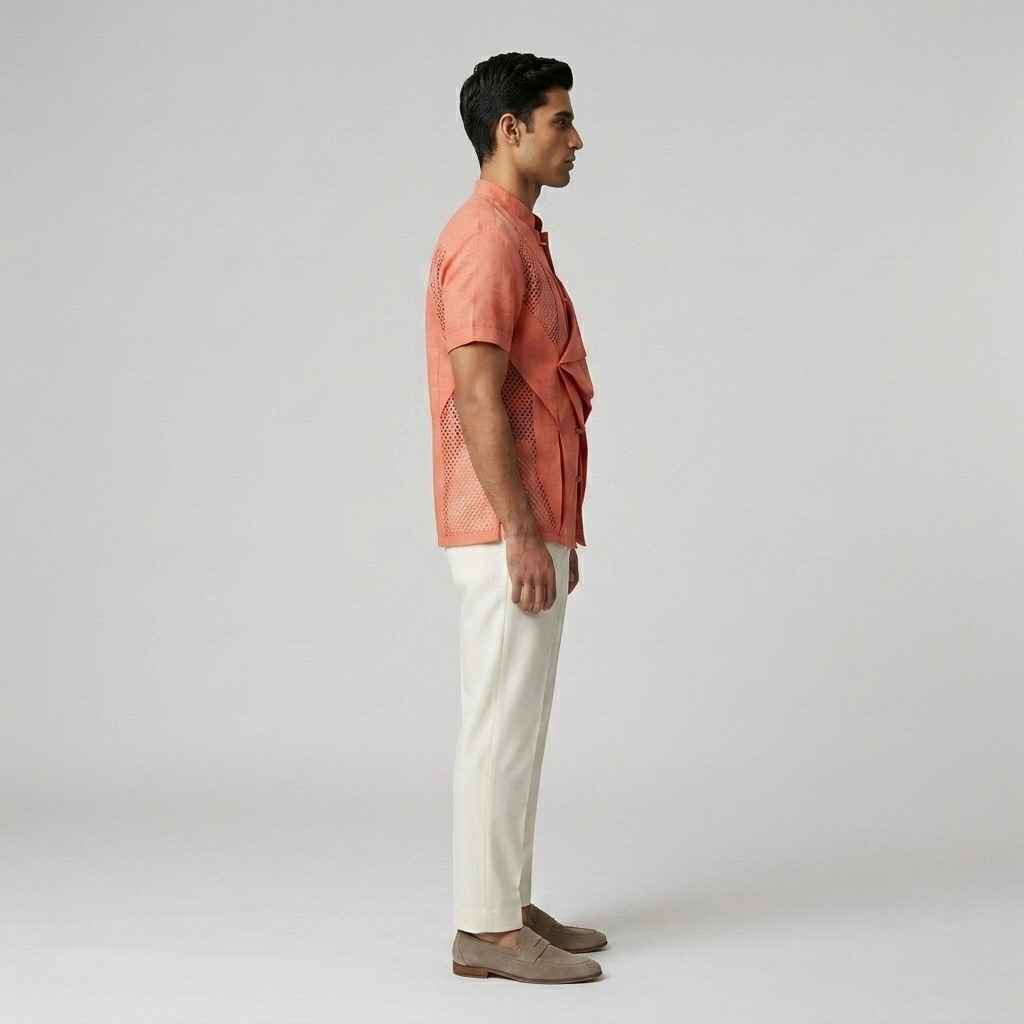 Origami-Pleat Mesh Shirt