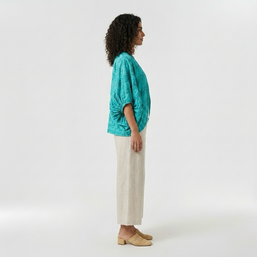 Textured Open-Front Cocoon Jacket