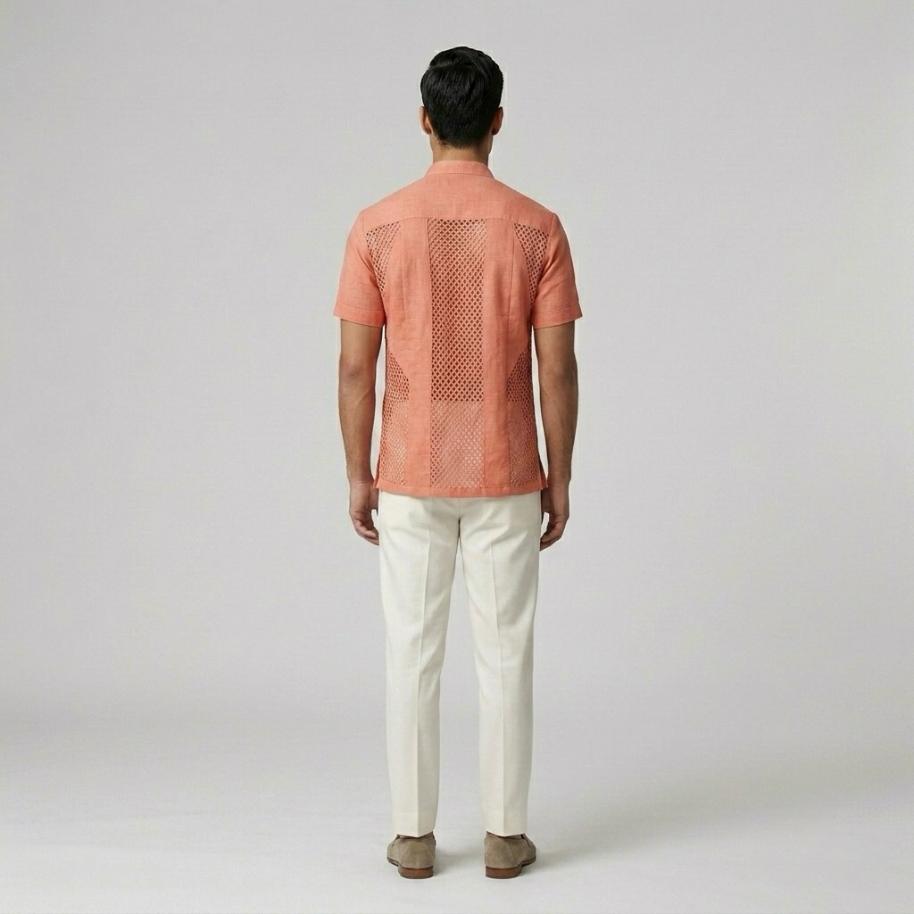 Origami-Pleat Mesh Shirt