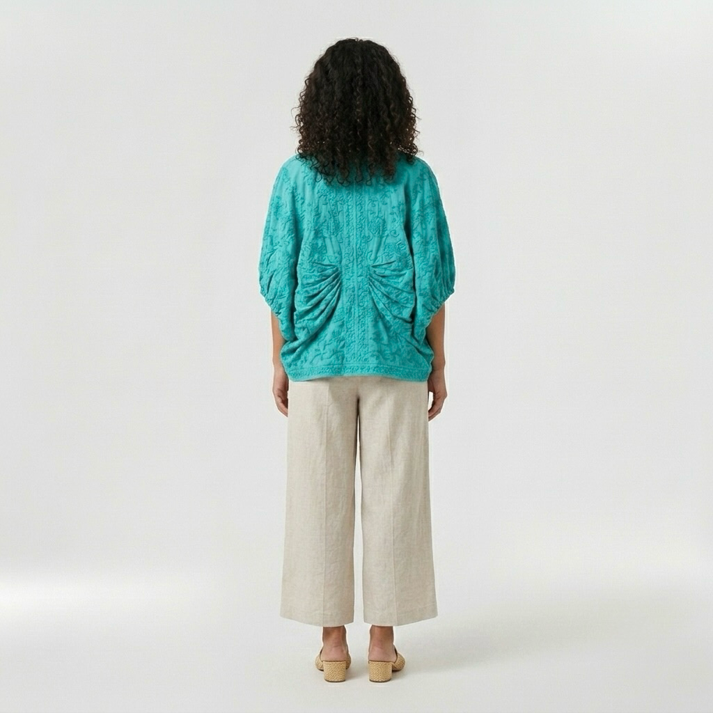 Textured Open-Front Cocoon Jacket
