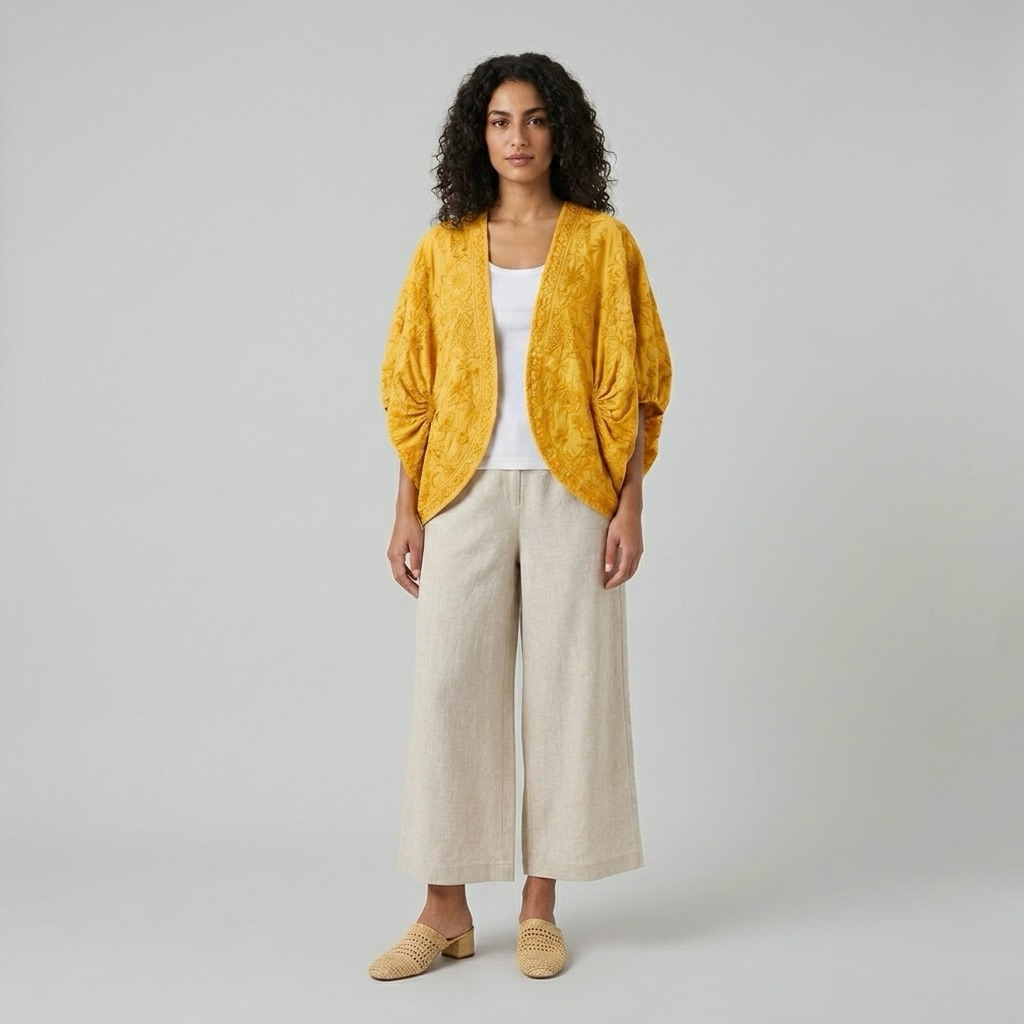 Textured Open-Front Cocoon Jacket