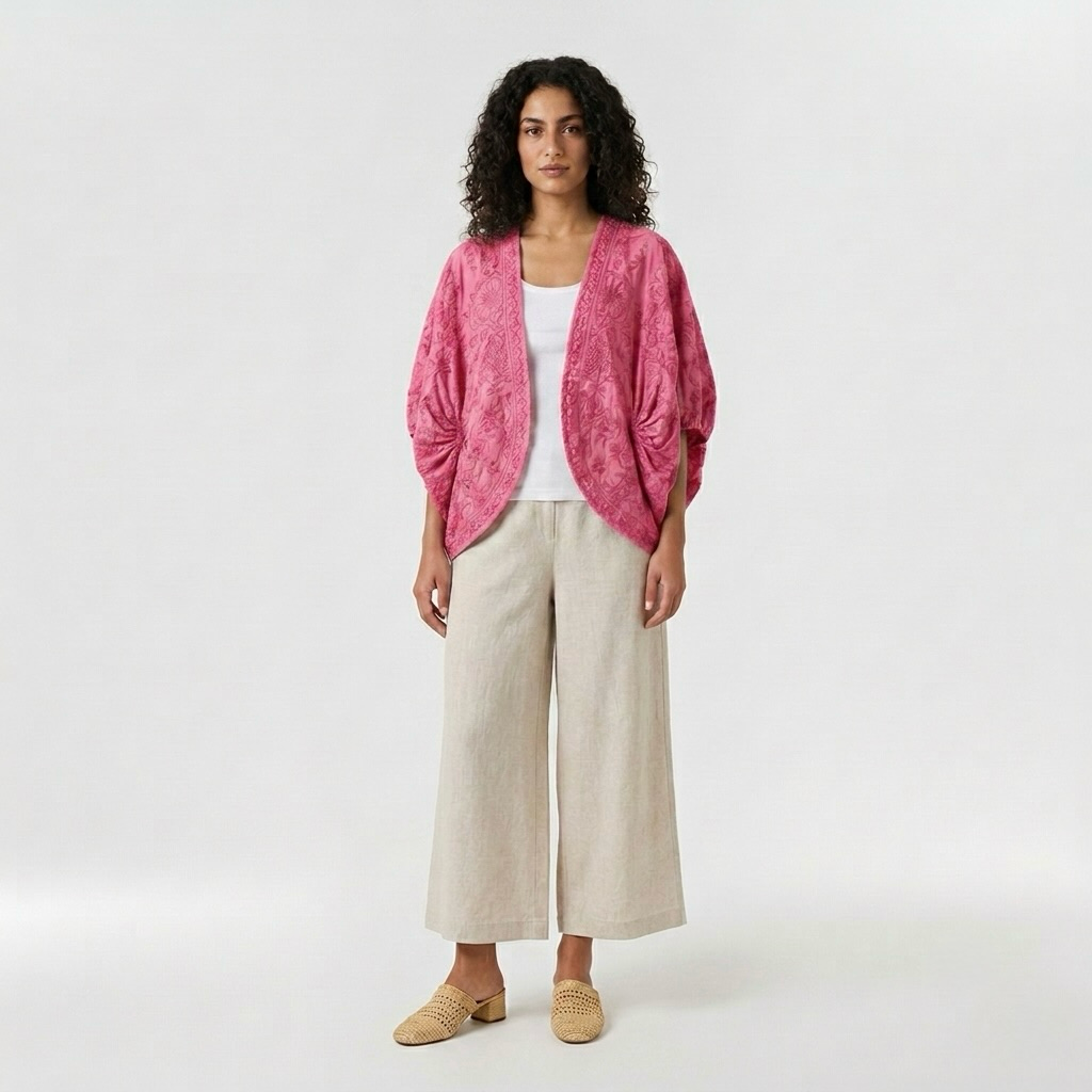 Textured Open-Front Cocoon Jacket