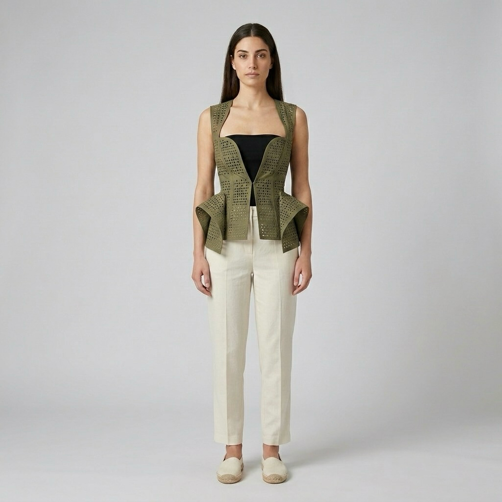 Cutout Peplum Tailored Vest