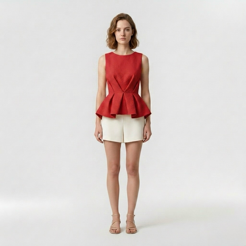 Textured Peplum Statement Top