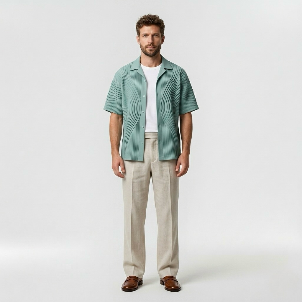 Pleated Contour Resort Shirt
