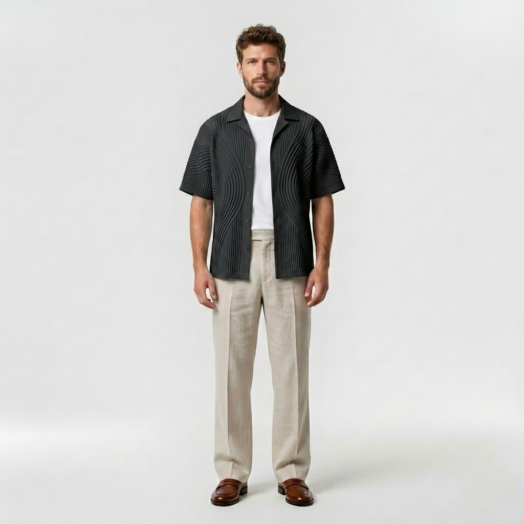 Pleated Contour Resort Shirt