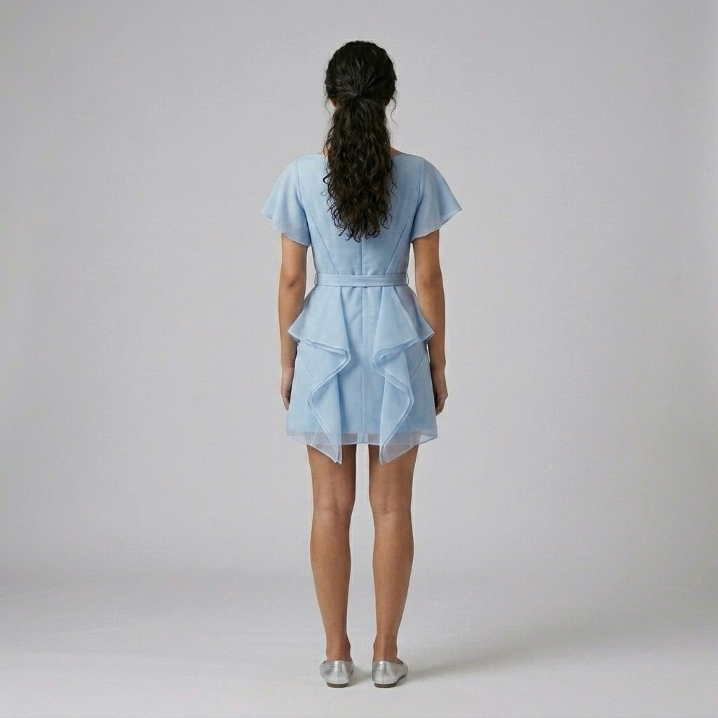 Belted Flutter Mini Dress