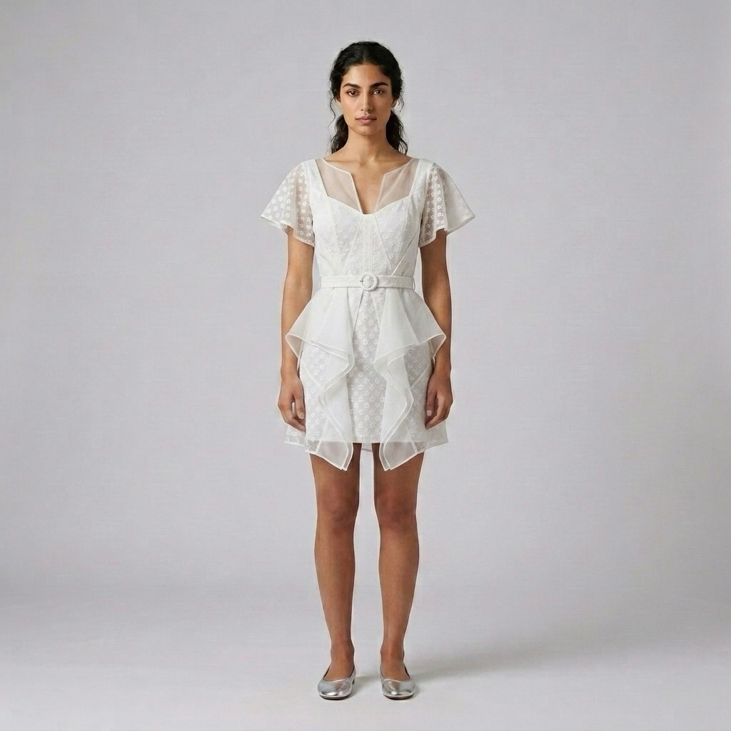 Belted Flutter Mini Dress