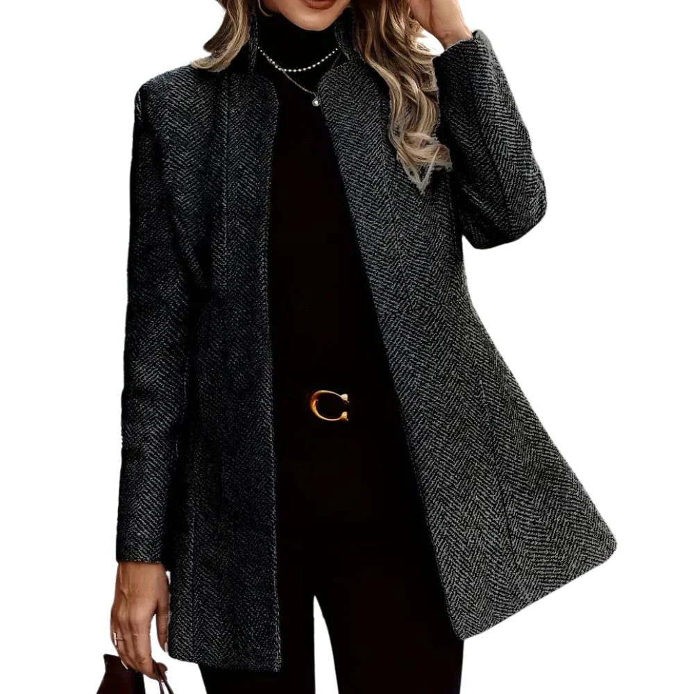 Ankle-Length Women's Trench Coat with Lapel Collar for Winter Wear 6