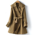 Checked Cotton Trench Coat with Waistband for Women 0
