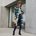 Checked Trench Coat with Side Slits and Practical Pockets 0