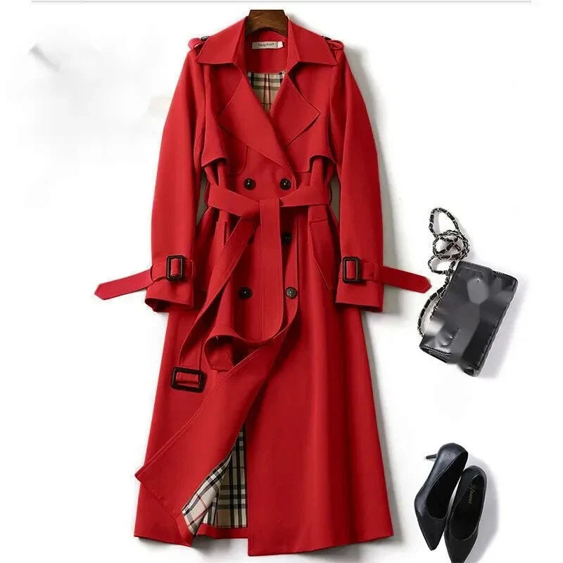 Classic Double-Breasted Black Trench Coat with Adjustable Waist Belt 7