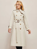Classic Long Trench Coat with Double Button Closure 0