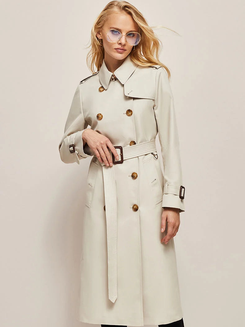 Classic Long Trench Coat with Double Button Closure 3
