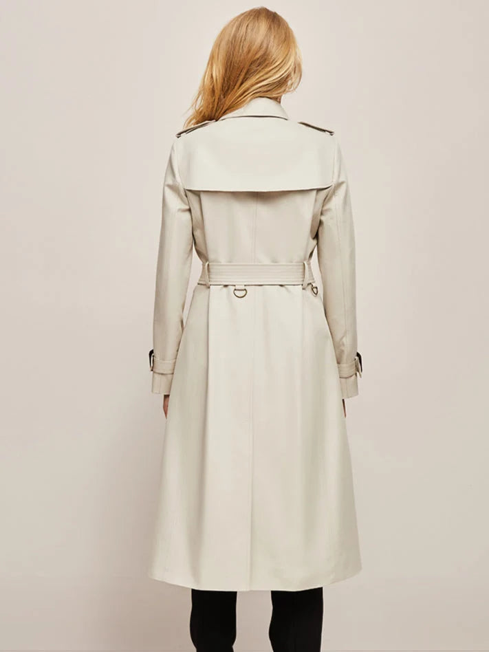 Classic Long Trench Coat with Double Button Closure 4