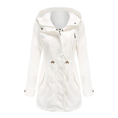 Cotton Hooded Trench Coat with Adjustable Drawstring Fit 0