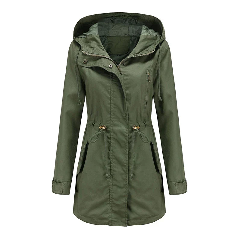 Cotton Hooded Trench Coat with Adjustable Drawstring Fit 3