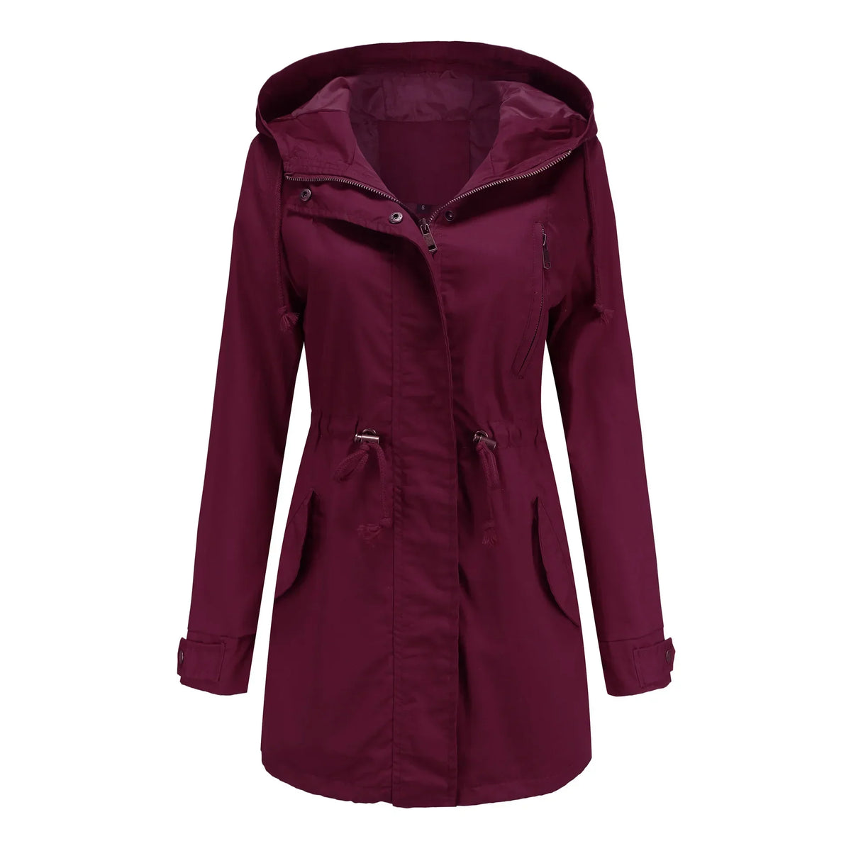 Cotton Hooded Trench Coat with Adjustable Drawstring Fit 4