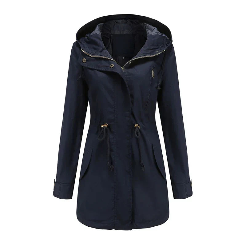 Cotton Hooded Trench Coat with Adjustable Drawstring Fit 5