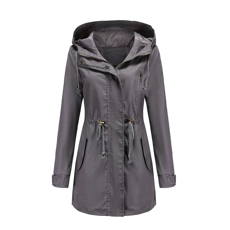 Cotton Hooded Trench Coat with Adjustable Drawstring Fit 6